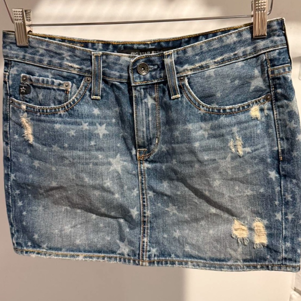 Big Star Women's Distressed Star Denim Mini Skirt
